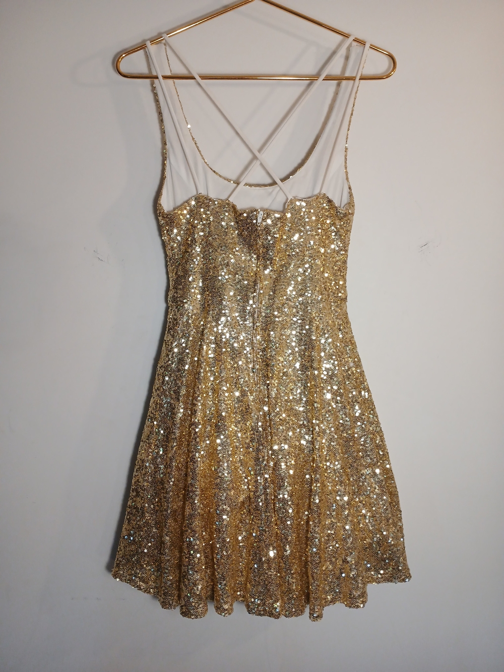 B Darlin Gold Sequin Fit-and-Flare Mini Dress - Picture 7 of 13